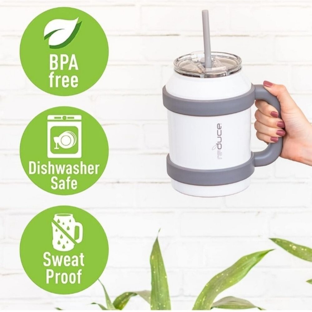 REDUCE Cold1 50oz Reusable Tumbler Mug Stainless Leakproof 36HRS Cold Straw - Picture 6 of 7
